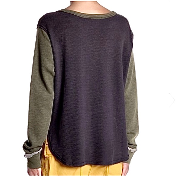 NWT Free People Lonestar Boho Patchwork Waffle Tee - Picture 4 of 7